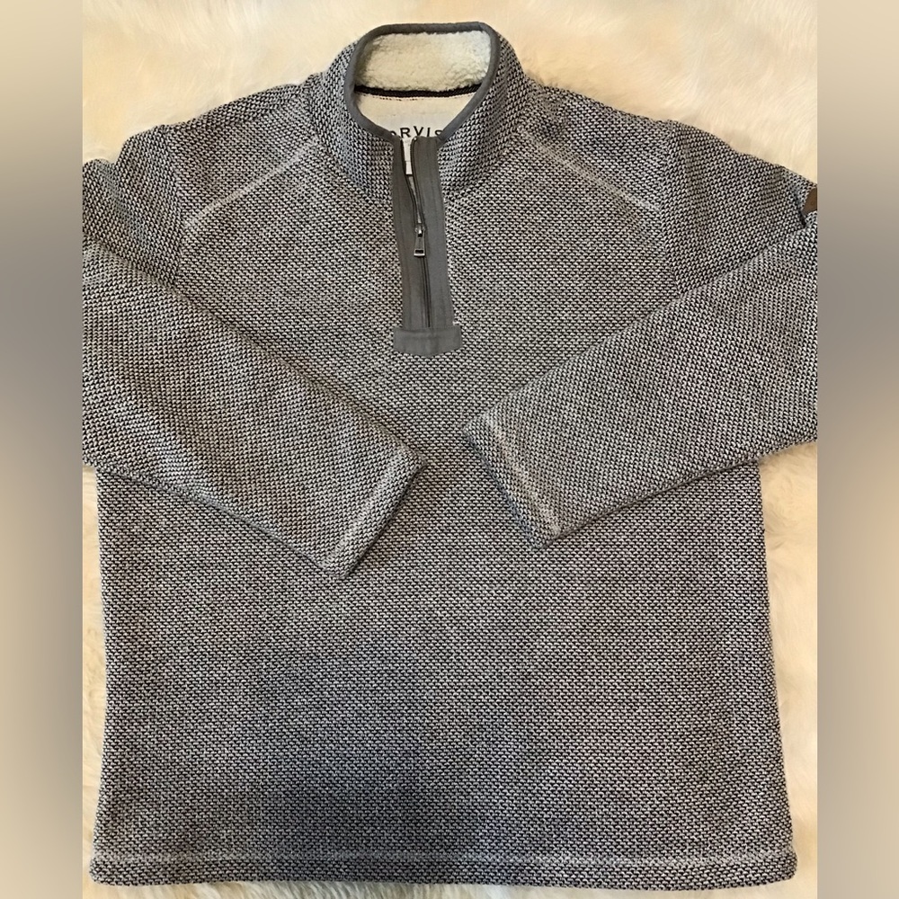 Orvis Mens XL black & cream  3/4 zip with full fleece lining excellent condition